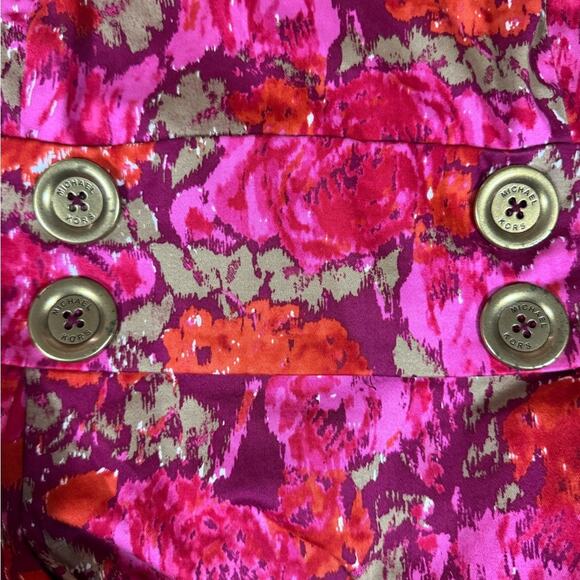 Michael Michael Kors Women’s Sheath Dress Floral Sleeveless Gold Buttons Zipper - Picture 7 of 12